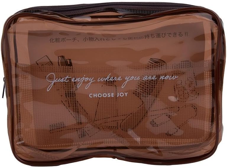 Daiso حقيبة فينيل شفافة من دايسو باللون البني - حل تخزين أنيق وعملي - Image 1